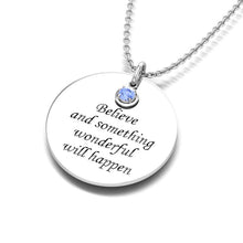 Load image into Gallery viewer, Engraved Fingerprint "December" Tanzanite Birthstone Silver Necklace