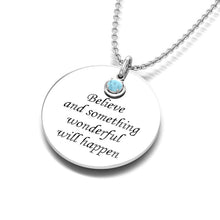 Load image into Gallery viewer, Engraved Fingerprint "March" Aquamarine Birthstone Silver Necklace