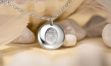 Load image into Gallery viewer, Round Fingerprint Silver Necklace