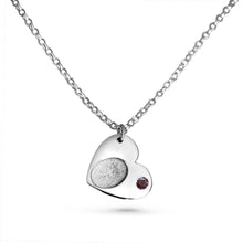 Load image into Gallery viewer, Birthstone Fingerprint Heart Silver Necklace