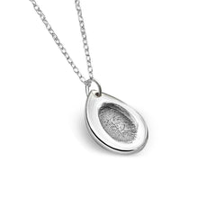 Load image into Gallery viewer, Teardrop Fingerprint Silver Necklace