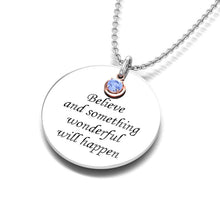 Load image into Gallery viewer, Engraved Fingerprint "December" Tanzanite Birthstone Silver Necklace