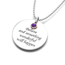 Load image into Gallery viewer, Engraved Fingerprint "February" Amethyst Birthstone Silver Necklace