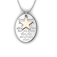 Load image into Gallery viewer, Engraved Fingerprint "Good Friends" Silver Necklace
