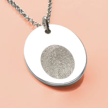 Load image into Gallery viewer, Engraved Fingerprint "January" Garnet Birthstone Silver Necklace