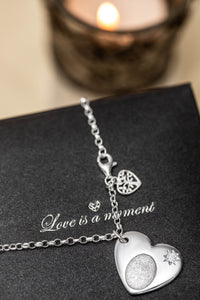 Diamond Fingerprint Heart Silver Necklace