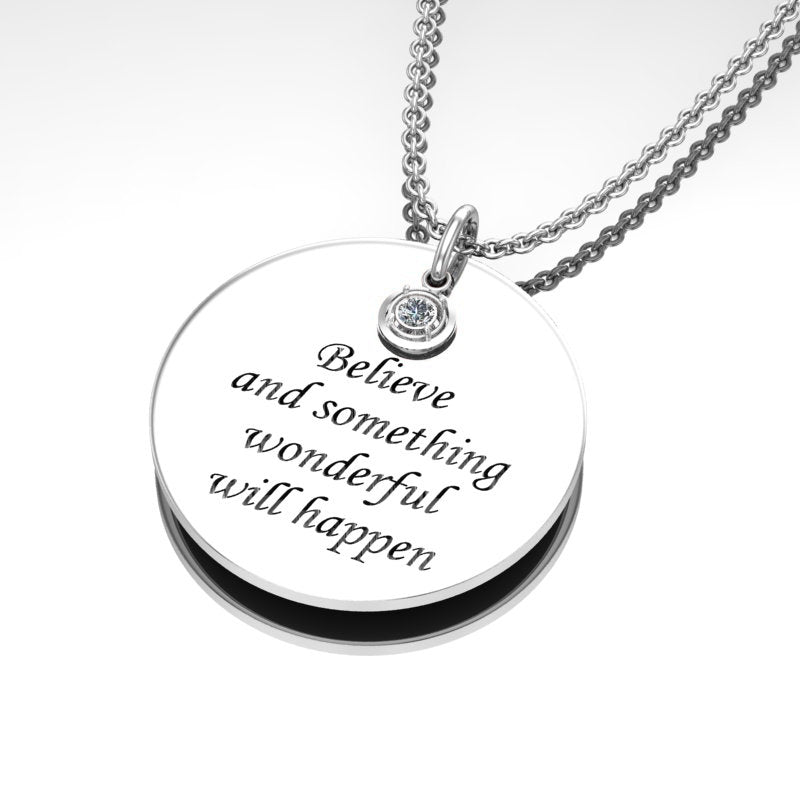 April Diamond Birthstone Silver Necklace