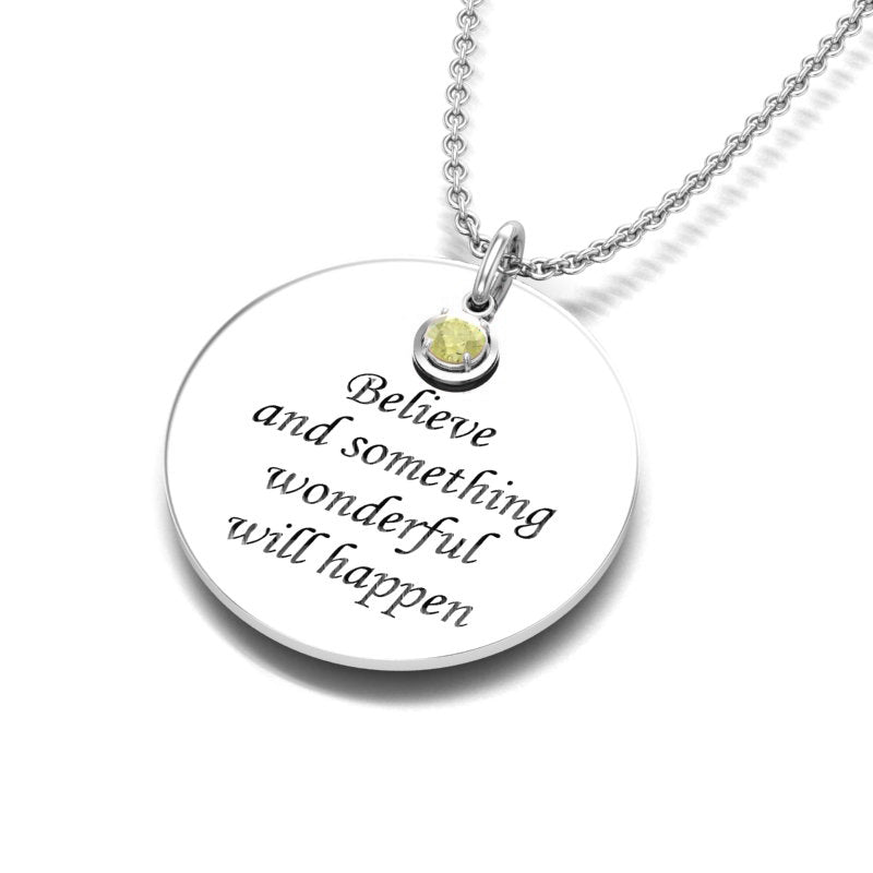August Peridot Birthstone Silver Necklace