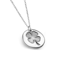 Load image into Gallery viewer, Clover Fingerprint Design Silver Necklace
