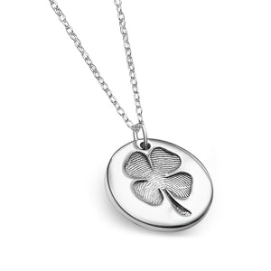 Clover Fingerprint Design Silver Necklace