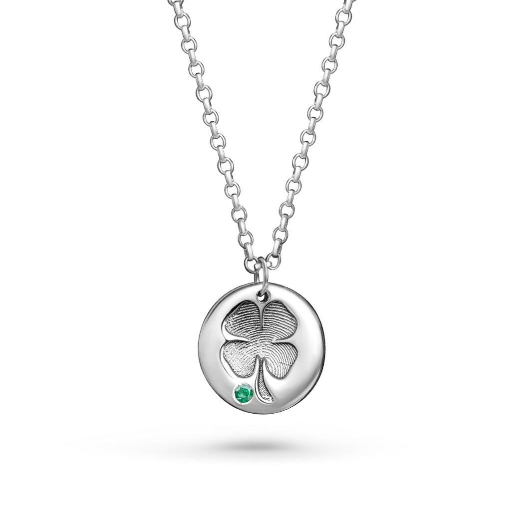 Birthstone Fingerprint Clover Necklace