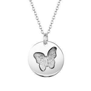 Butterfly Fingerprint Silver Necklace