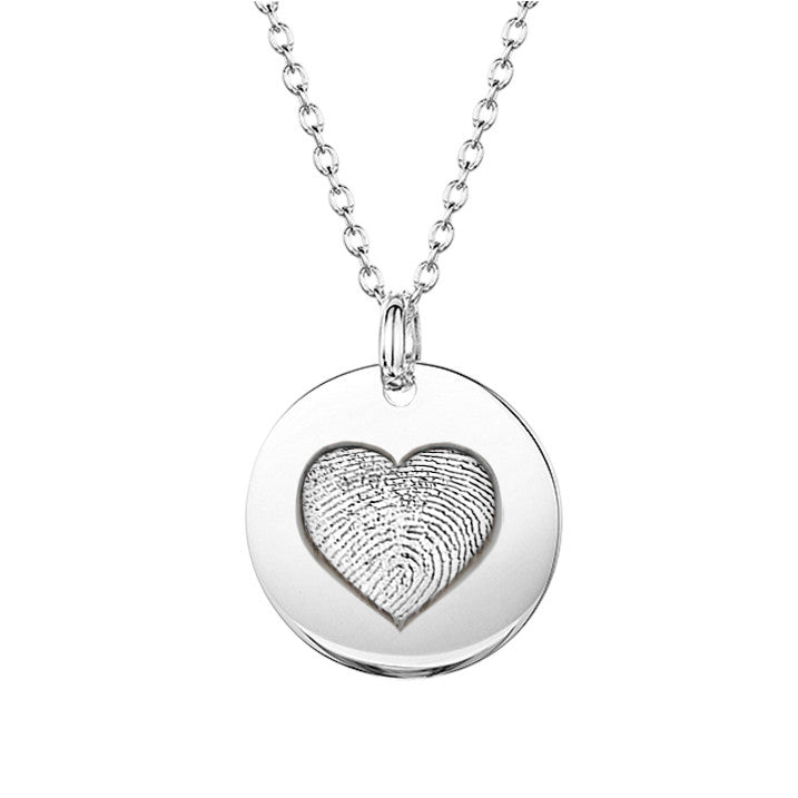 Heart Fingerprint Design Silver Necklace