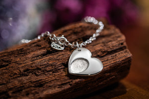 Heart Fingerprint Silver Necklace