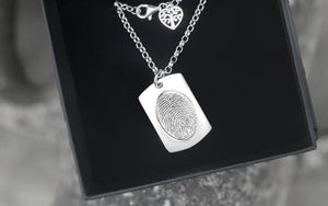 Fingerprint Silver Ingot and Chain