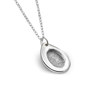 Teardrop Fingerprint Silver Necklace