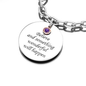 February Amethyst Birthstone Silver Bracelet