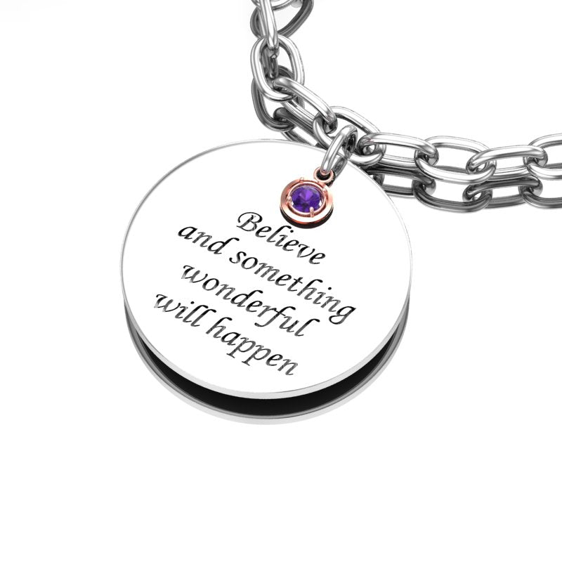 February Amethyst Birthstone Silver Bracelet