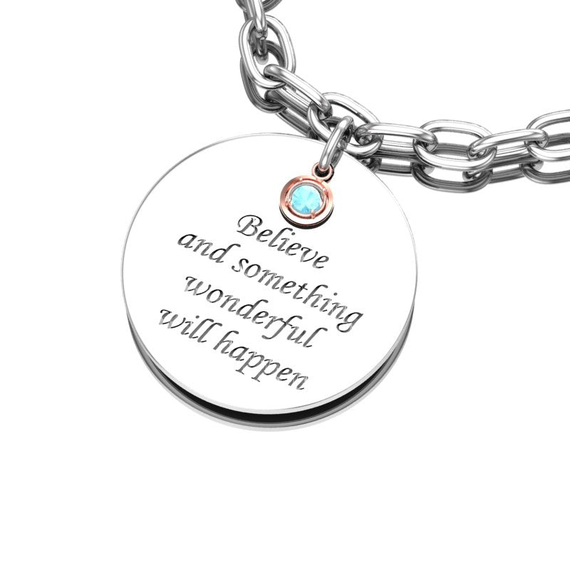 March Aquamarine Birthstone Silver Bracelet