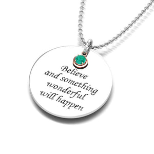 May Emerald Birthstone Silver Necklace
