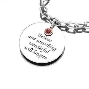 January Garnet Birthstone Silver Bracelet