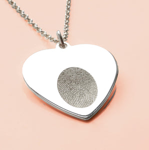 Engraved Fingerprint "Forever" Silver Necklace