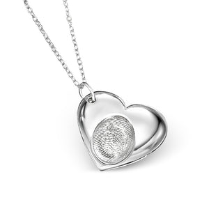 Heart Fingerprint Silver Necklace