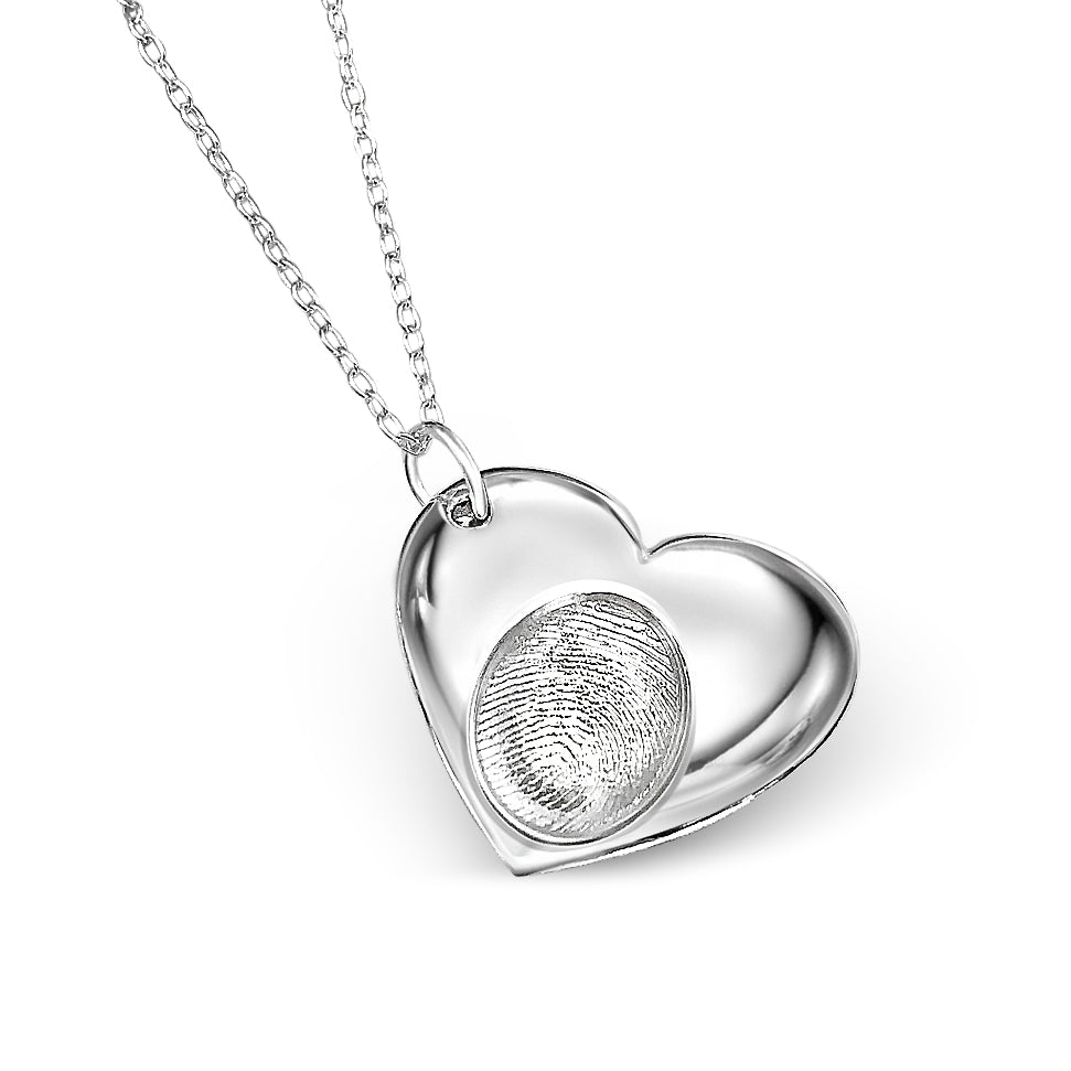Heart Fingerprint Silver Necklace