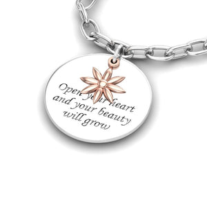 "Beauty" Silver Charm Bracelet