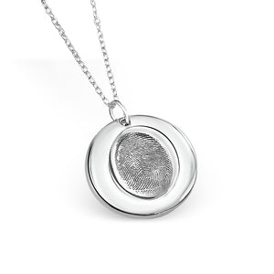 Round Fingerprint Silver Necklace