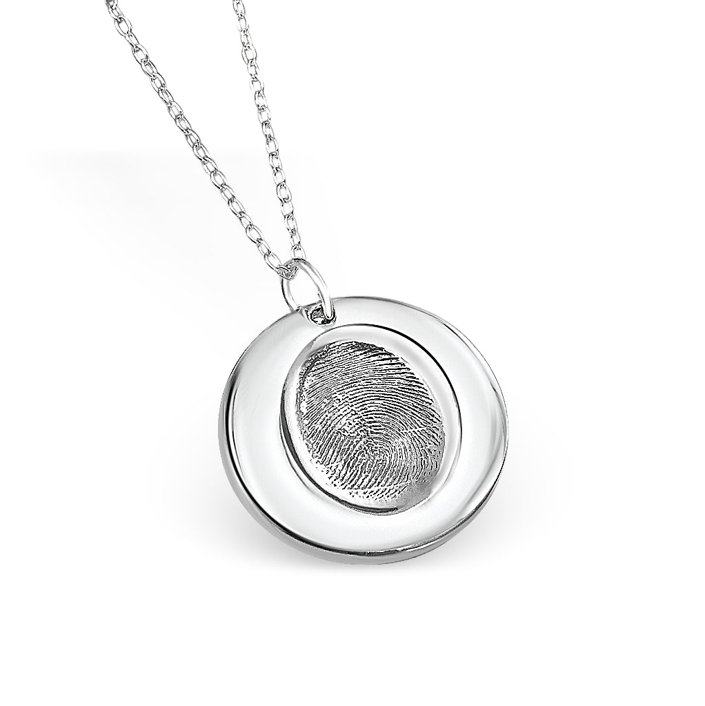 Round Fingerprint Silver Necklace