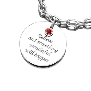 July Ruby Birthstone Silver Bracelet